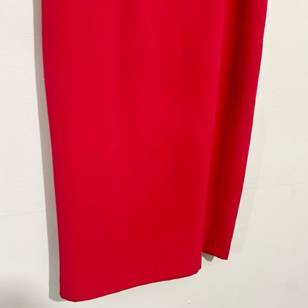 Aidan by Aidan Mattox Red Off the Shoulder Ruffled Sheath Midi Dress SIZE 12 - Picture 4 of 10